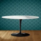 Konferenční stolek Saarinen Oval Tulip H 41 v keramice Salina, vyrobeno v Itálii - Scarlet Viadurini