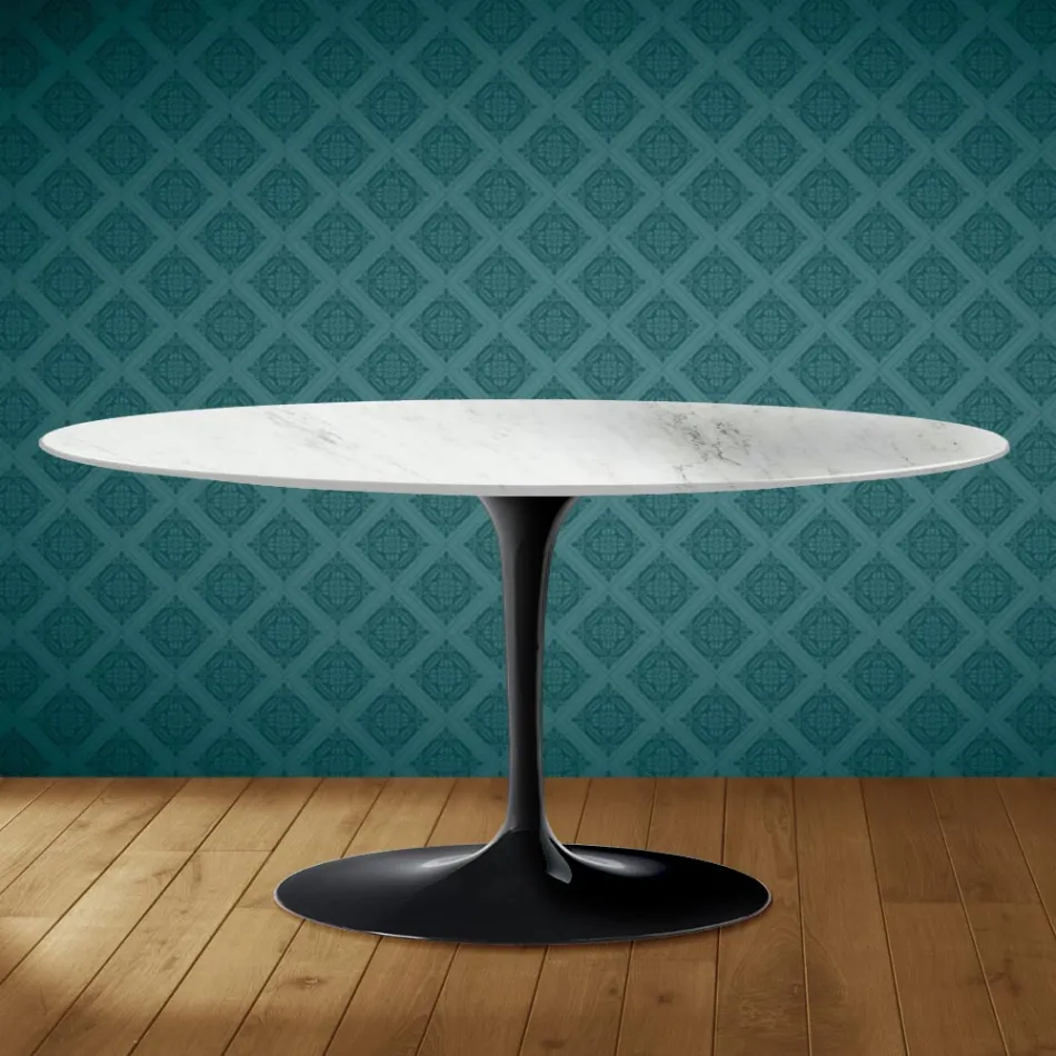 Konferenční stolek Saarinen Oval Tulip H 41 v keramice Salina, vyrobeno v Itálii - Scarlet Viadurini