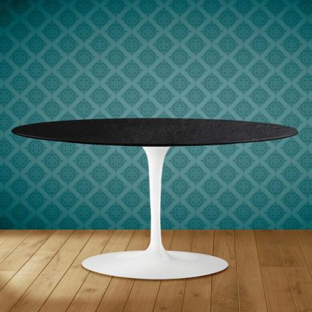 Oválný konferenční stolek Tulip Saarinen H 41 z keramiky Sirius Made in Italy - Scarlet Viadurini
