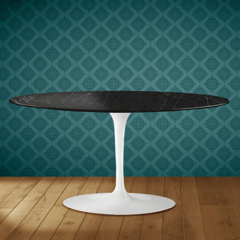 Konferenční stolek Saarinen Oval Tulip H 41 v keramice Somnia, vyrobeno v Itálii - Scarlet Viadurini