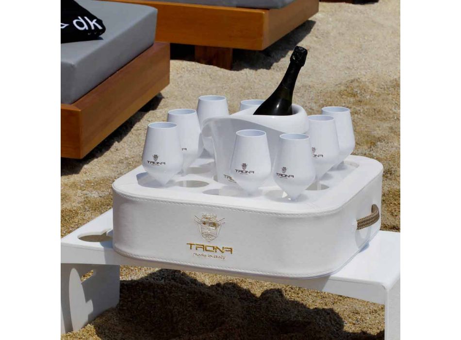 Konferenční stolek - plovoucí podnos v námořní ekologické kůži a plexiskla Trona Viadurini