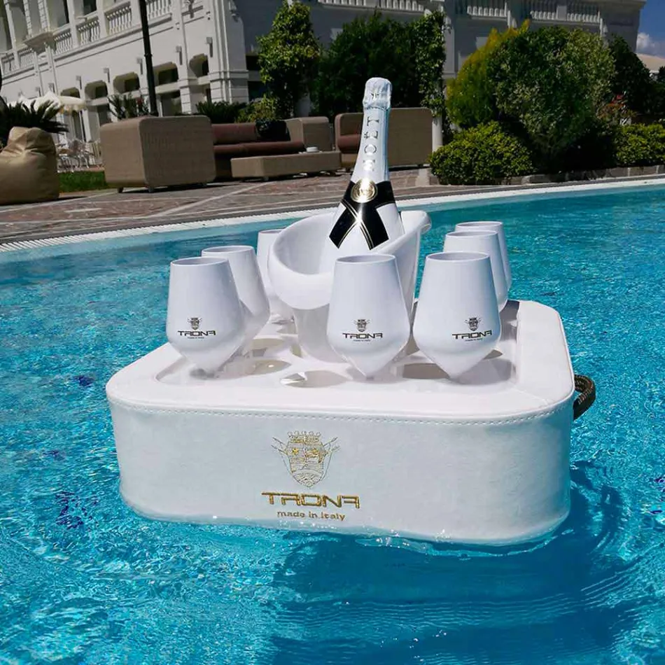 Konferenční stolek - plovoucí podnos v námořní ekologické kůži a plexiskla Trona Viadurini