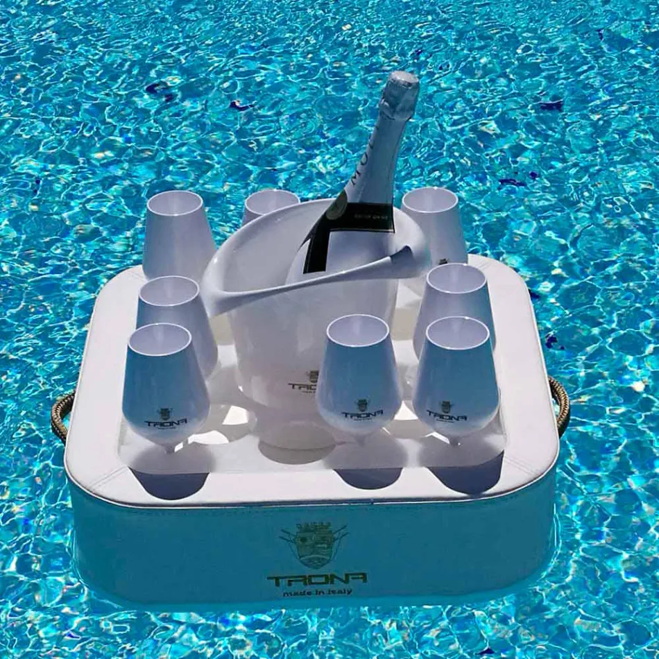 Konferenční stolek - plovoucí podnos v námořní ekologické kůži a plexiskla Trona Viadurini