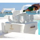 Konferenční stolek - plovoucí zásobník umělé kůže a plexiskla námořních Trona Viadurini