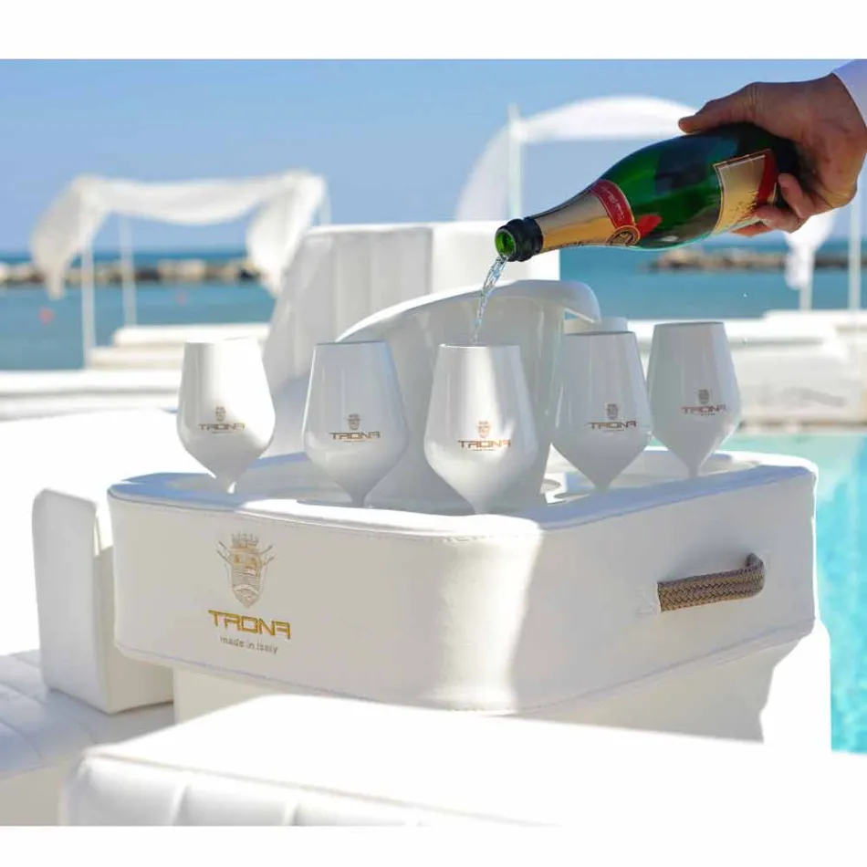 Konferenční stolek - plovoucí zásobník umělé kůže a plexiskla námořních Trona Viadurini