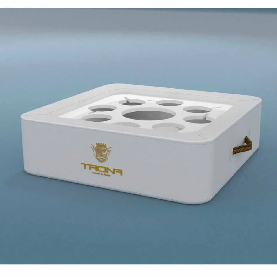 Konferenční stolek - plovoucí zásobník umělé kůže a plexiskla námořních Trona Viadurini