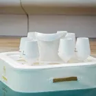 Konferenční stolek - plovoucí podnos v námořní ekologické kůži a plexiskla Trona Viadurini