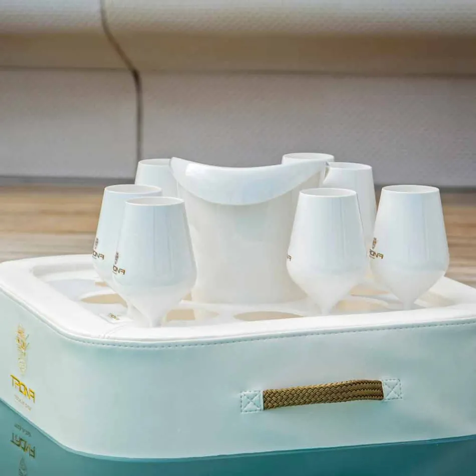 Konferenční stolek - plovoucí podnos v námořní ekologické kůži a plexiskla Trona Viadurini