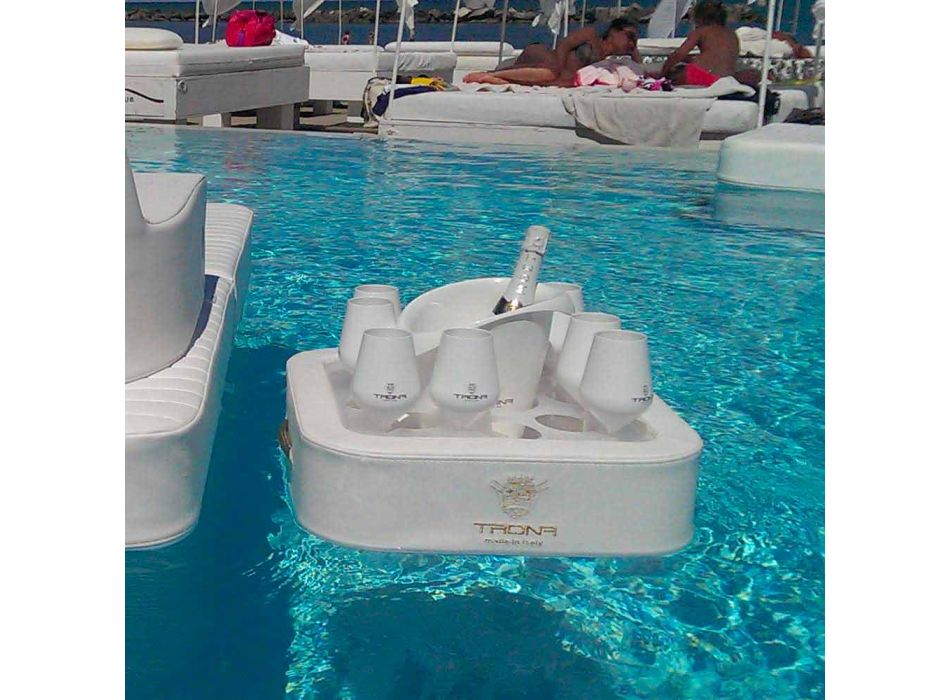 Konferenční stolek - plovoucí zásobník umělé kůže a plexiskla námořních Trona Viadurini