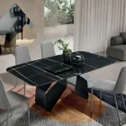 Stůl 210x110 cm s keramickou deskou s mramorovým efektem a kovovou podnoží - Adriano Viadurini