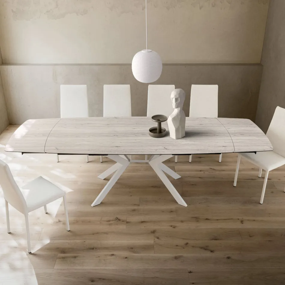 Rozkládací sudový stůl na 240 nebo 280 cm z HPL a kovu - Současnost Viadurini