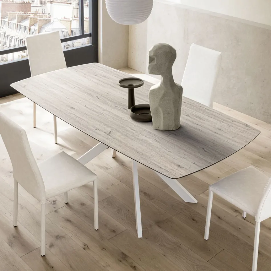 Rozkládací sudový stůl na 240 nebo 280 cm z HPL a kovu - Současnost Viadurini