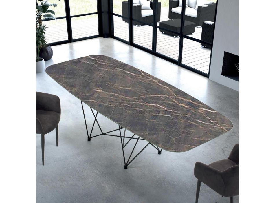 Moderní barelový stůl z hypermramoru a oceli Made in Italy – Ezzellino Viadurini