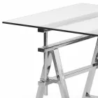 ocel / výška skla nastavitelný stůl (L190xH72 / 74 / 78xP90cm) Cristal Viadurini