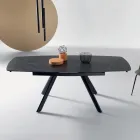 Rozkládací stůl 140/210x90 cm ze slinutého kamene s mramorovým efektem - Atrium Viadurini