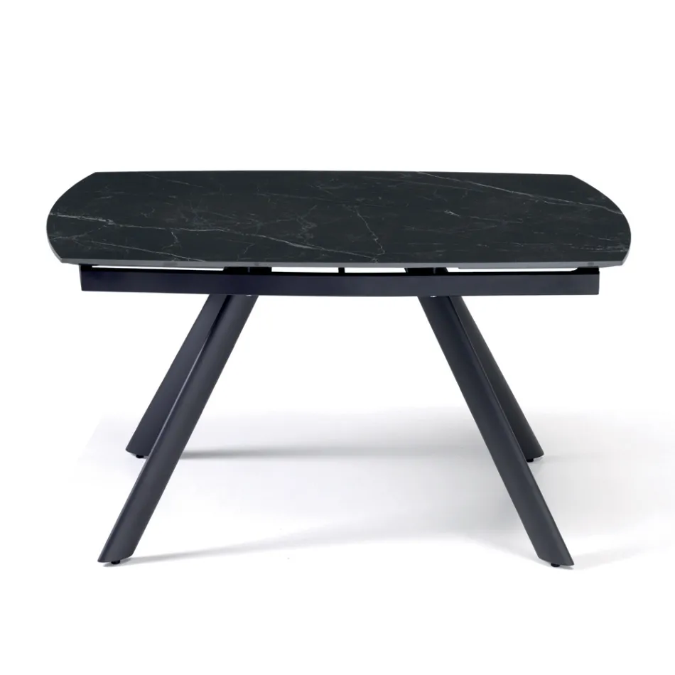 Rozkládací stůl 140/210x90 cm ze slinutého kamene s mramorovým efektem - Atrium Viadurini