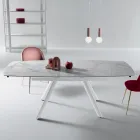 Rozkládací stůl 140/210x90 cm ze slinutého kamene s mramorovým efektem - Atrium Viadurini