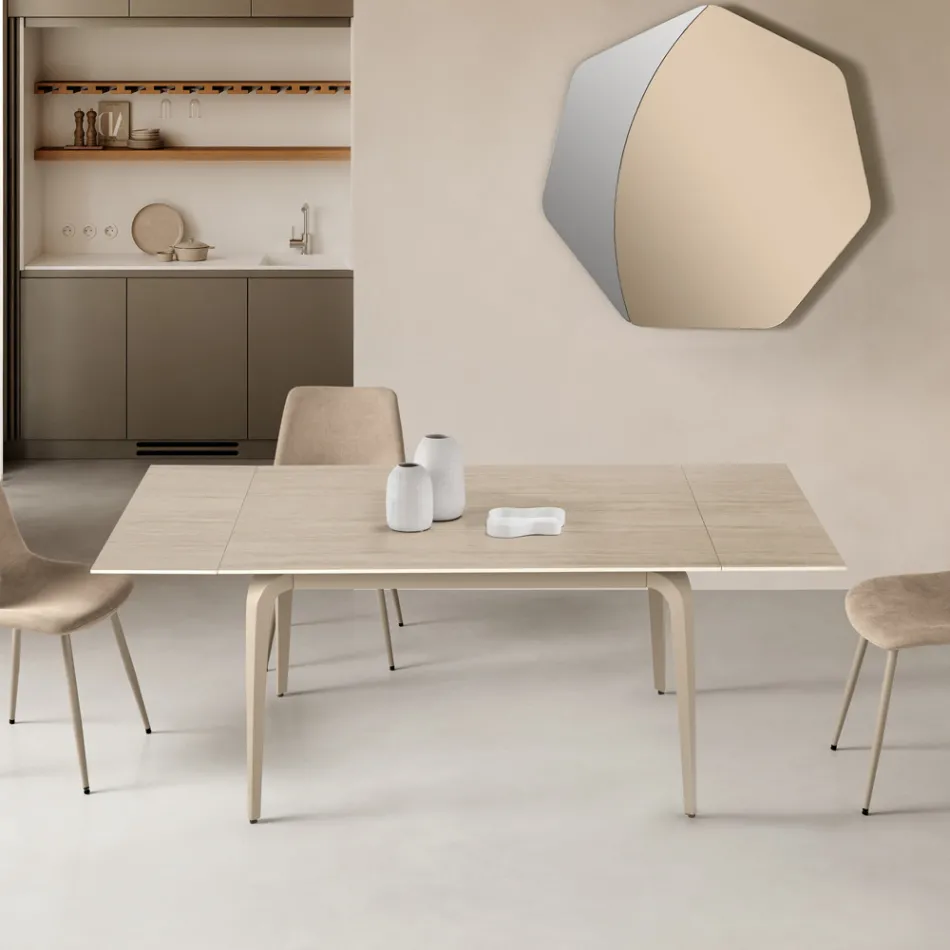 Rozkládací stůl 160/240x90 cm ze slinutého kamene s mramorovým efektem - Samus Viadurini