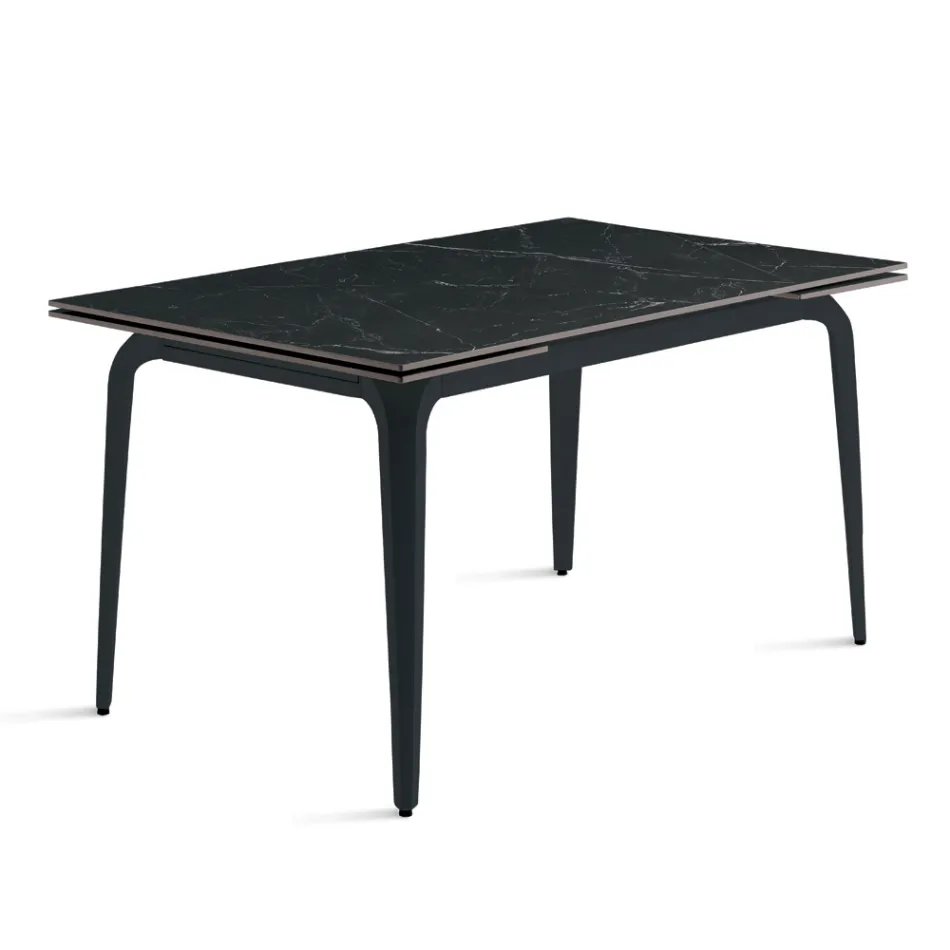 Rozkládací stůl 160/240x90 cm ze slinutého kamene s mramorovým efektem - Samus Viadurini