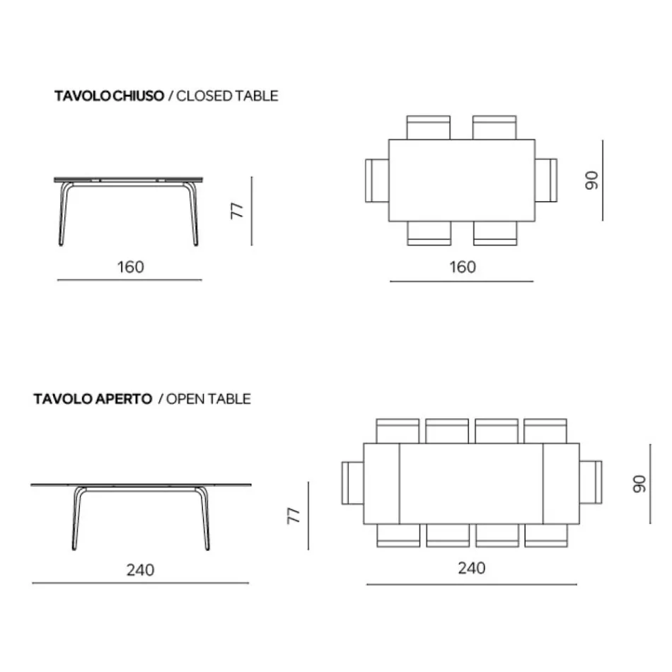 Rozkládací stůl 160/240x90 cm ze slinutého kamene s mramorovým efektem - Samus Viadurini
