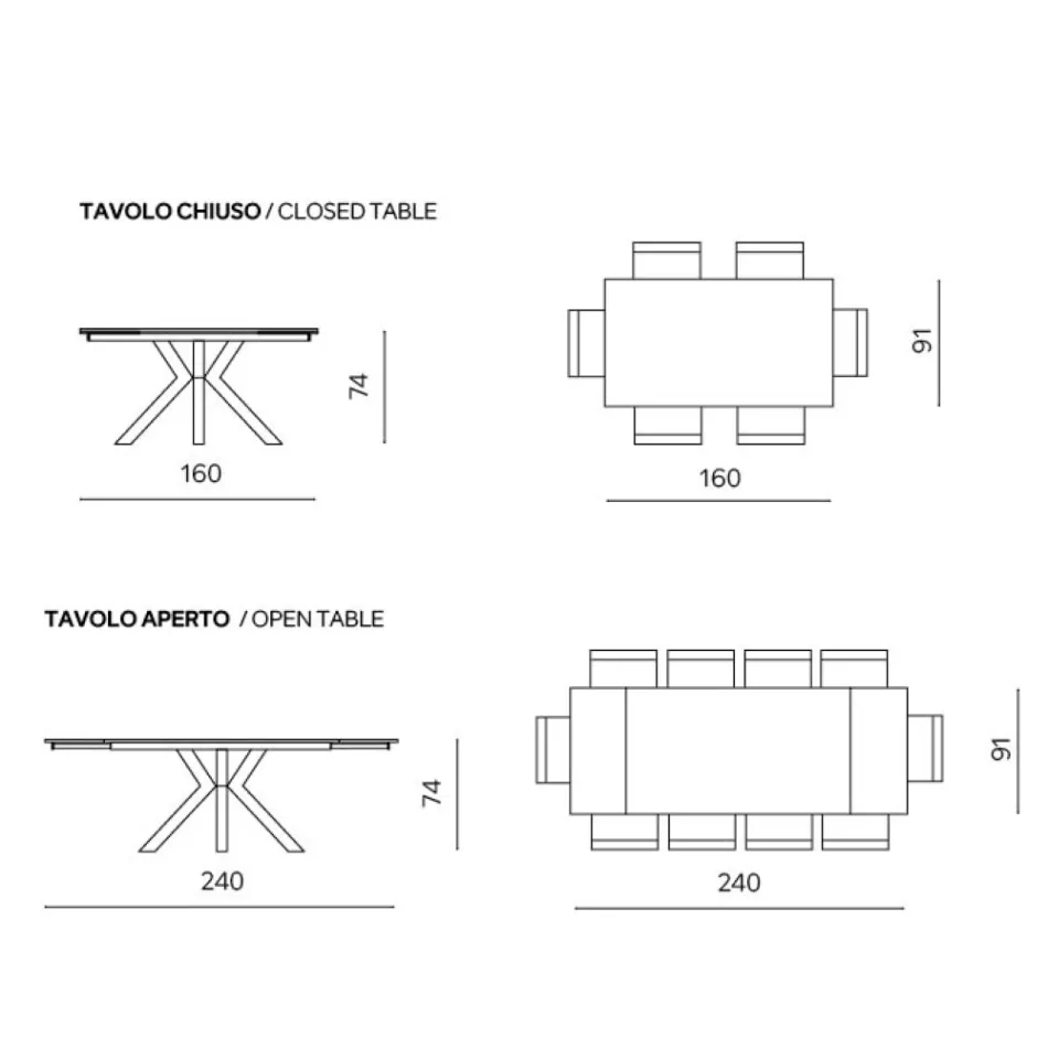 Rozkládací stůl 160/240x91 cm ze slinutého kamene s mramorovým efektem - Palazzo Viadurini