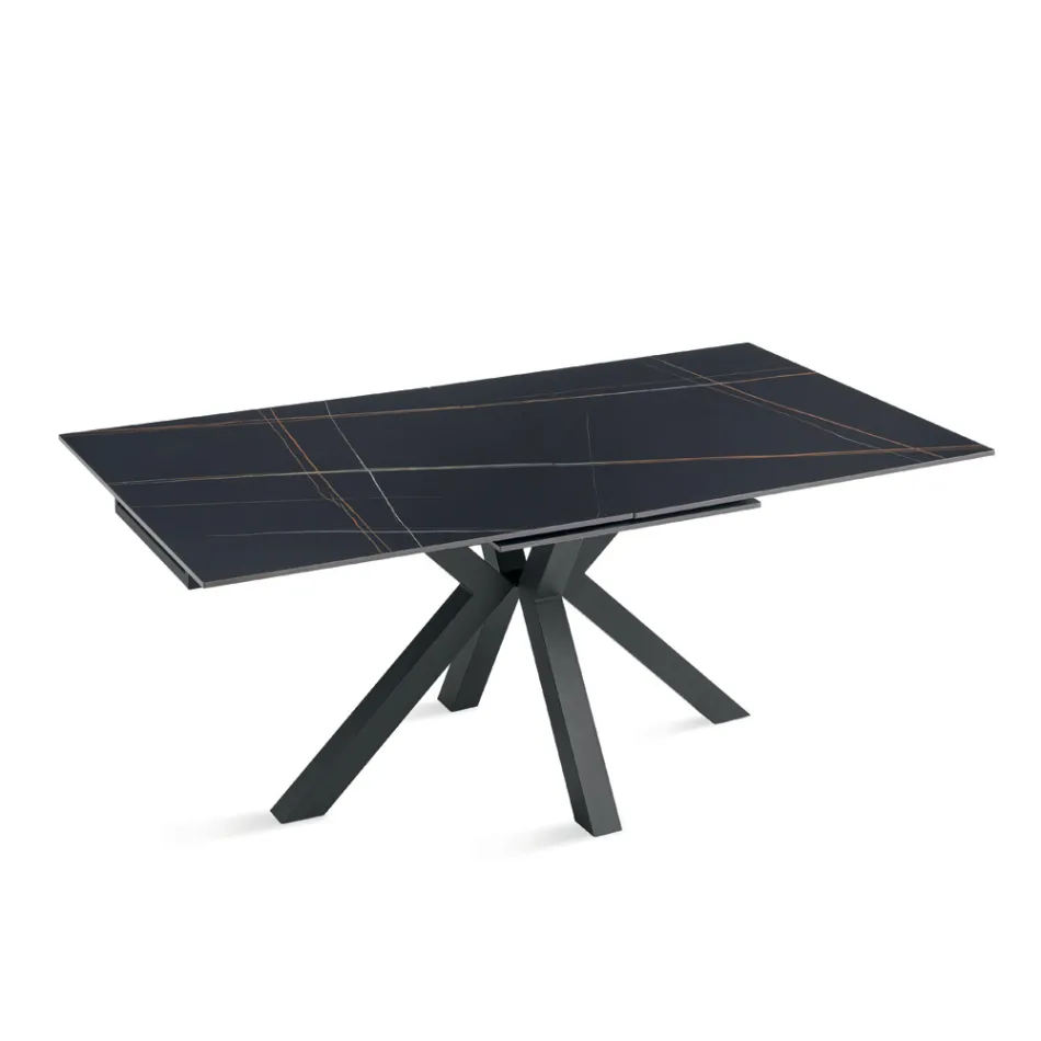 Rozkládací stůl 180/240x100 cm ze slinutého kamene s mramorovým efektem - Lodžie Viadurini