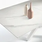 Rozkládací stůl 180/240x100 cm ze slinutého kamene s mramorovým efektem - Lodžie Viadurini