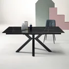 Rozkládací stůl 180/240x100 cm ze slinutého kamene s mramorovým efektem - Lodžie Viadurini