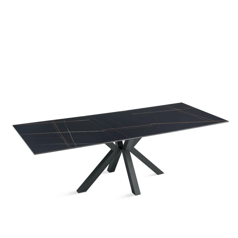 Rozkládací stůl 180/240x100 cm ze slinutého kamene s mramorovým efektem - Lodžie Viadurini