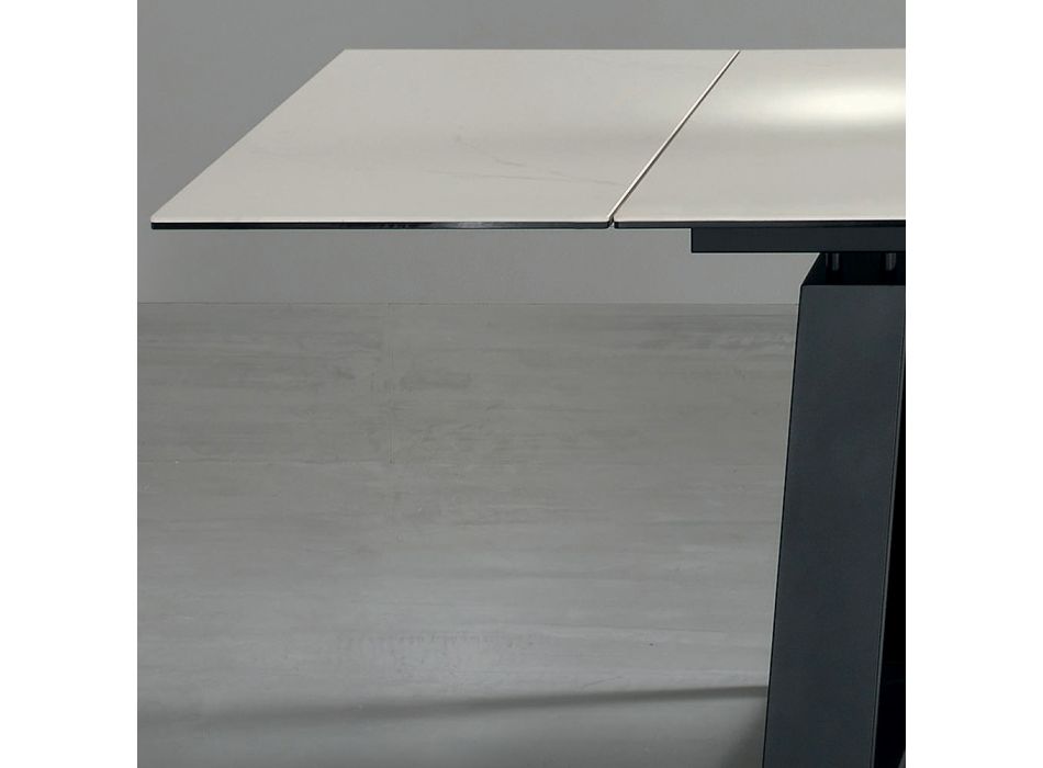 Rozkládací stůl 3 m lesklé keramické horní kovové nohy - Papusca Viadurini