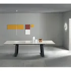 Rozkládací stůl 3 m lesklé keramické horní kovové nohy - Papusca Viadurini