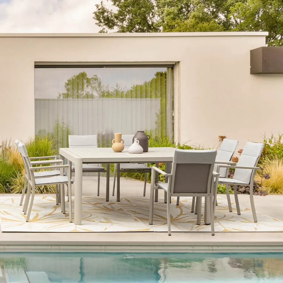 Rozkládací stůl na 149 cm z hliníku s práškovým nástřikem - potřeba Viadurini