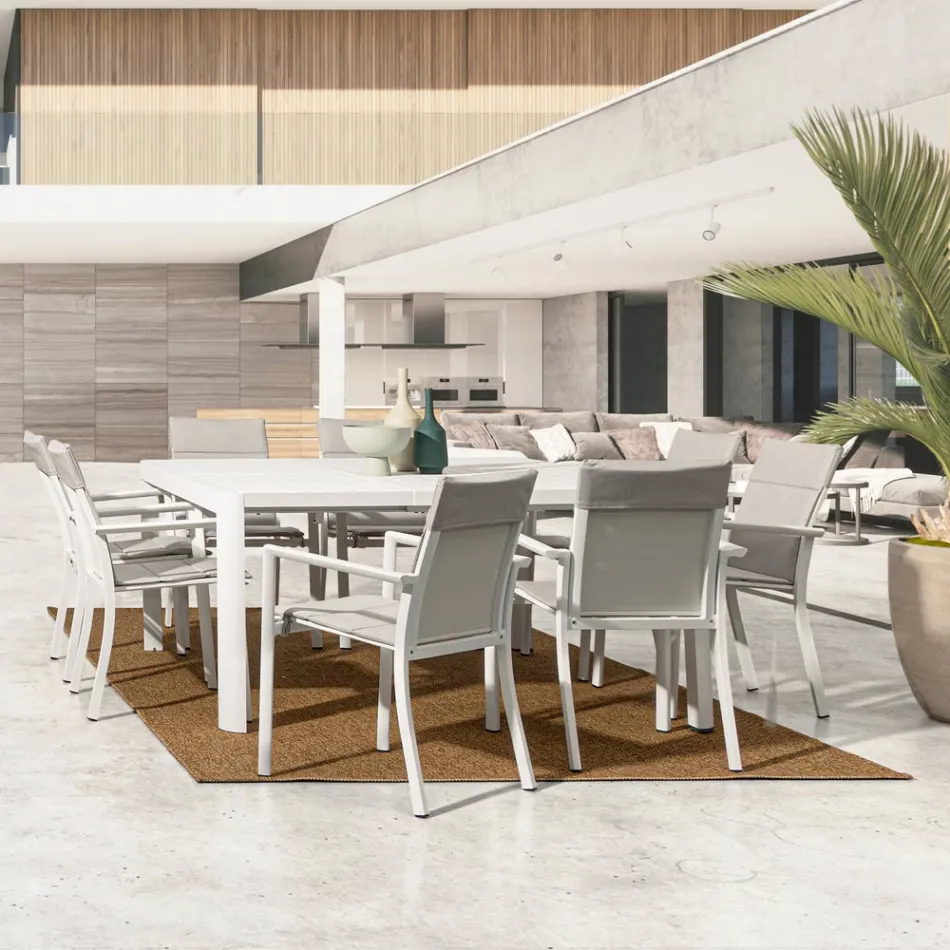 Rozkládací stůl na 149 cm z hliníku s práškovým nástřikem - potřeba Viadurini