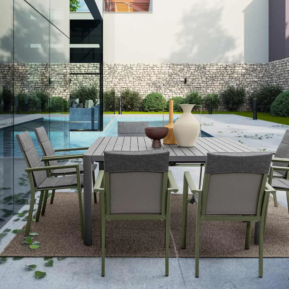 Rozkládací stůl na 149 cm z hliníku s práškovým nástřikem - potřeba Viadurini