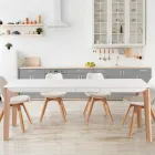 Rozkládací stůl na 180 cm s dřevěnými nohami z masivního dubu a ruthenia Viadurini