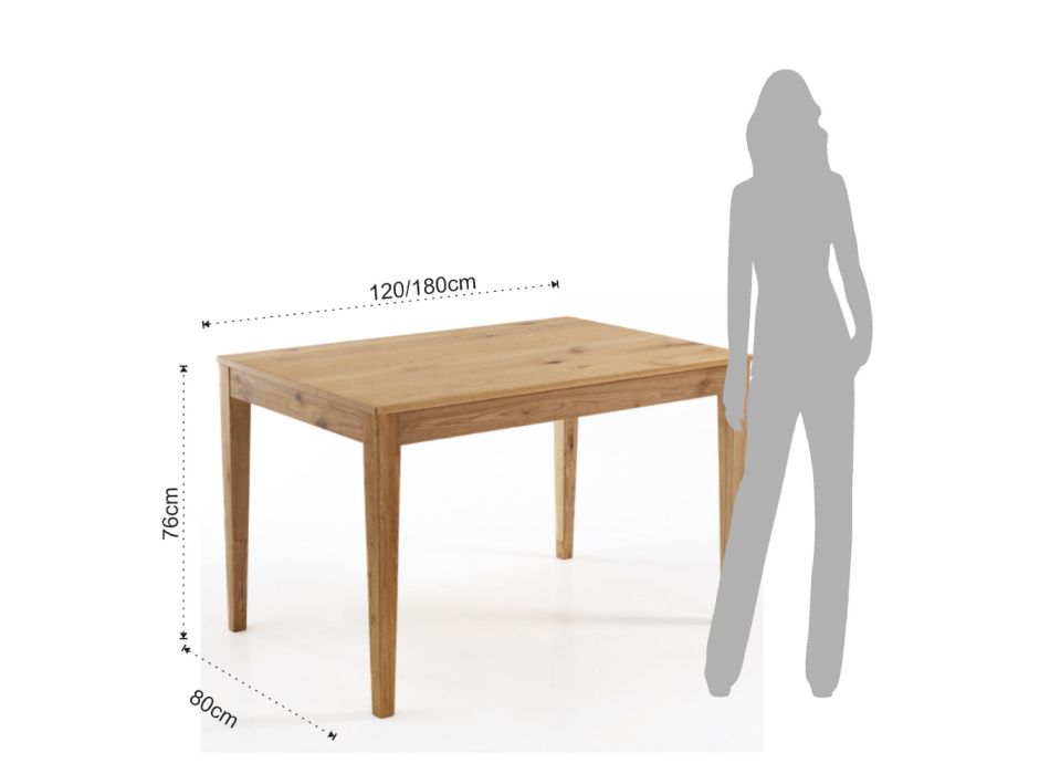 Rozkládací stůl na 180 cm z masivního březového dřeva - thalium Viadurini