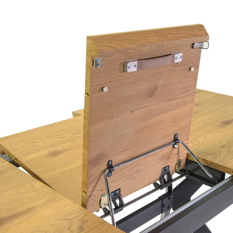 Rozkládací stůl 180 cm z MDF s efektem dřeva s reliéfní kresbou - pěna Viadurini