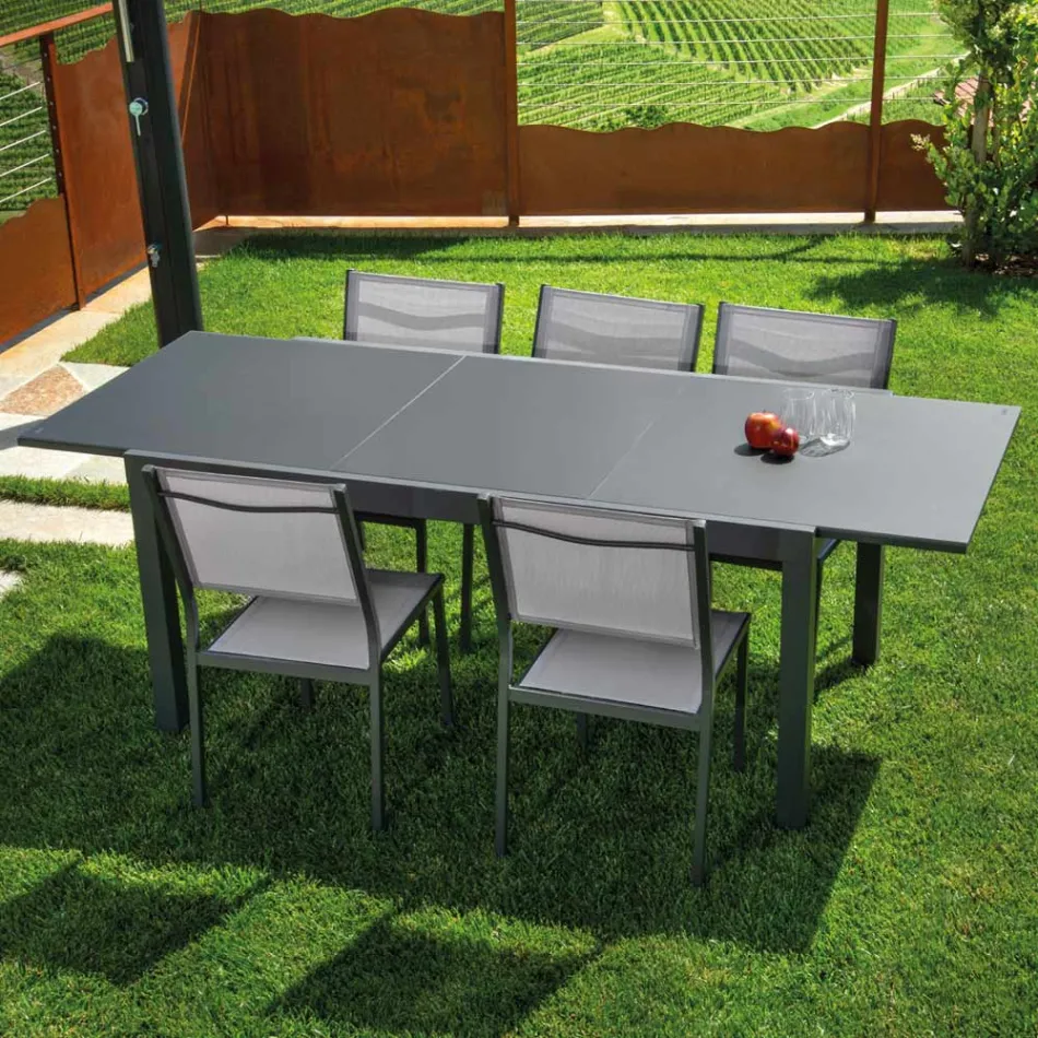 Rozkládací stůl 180 cm nebo 220 cm s deskou z tvrzeného skla - Cartellina Viadurini