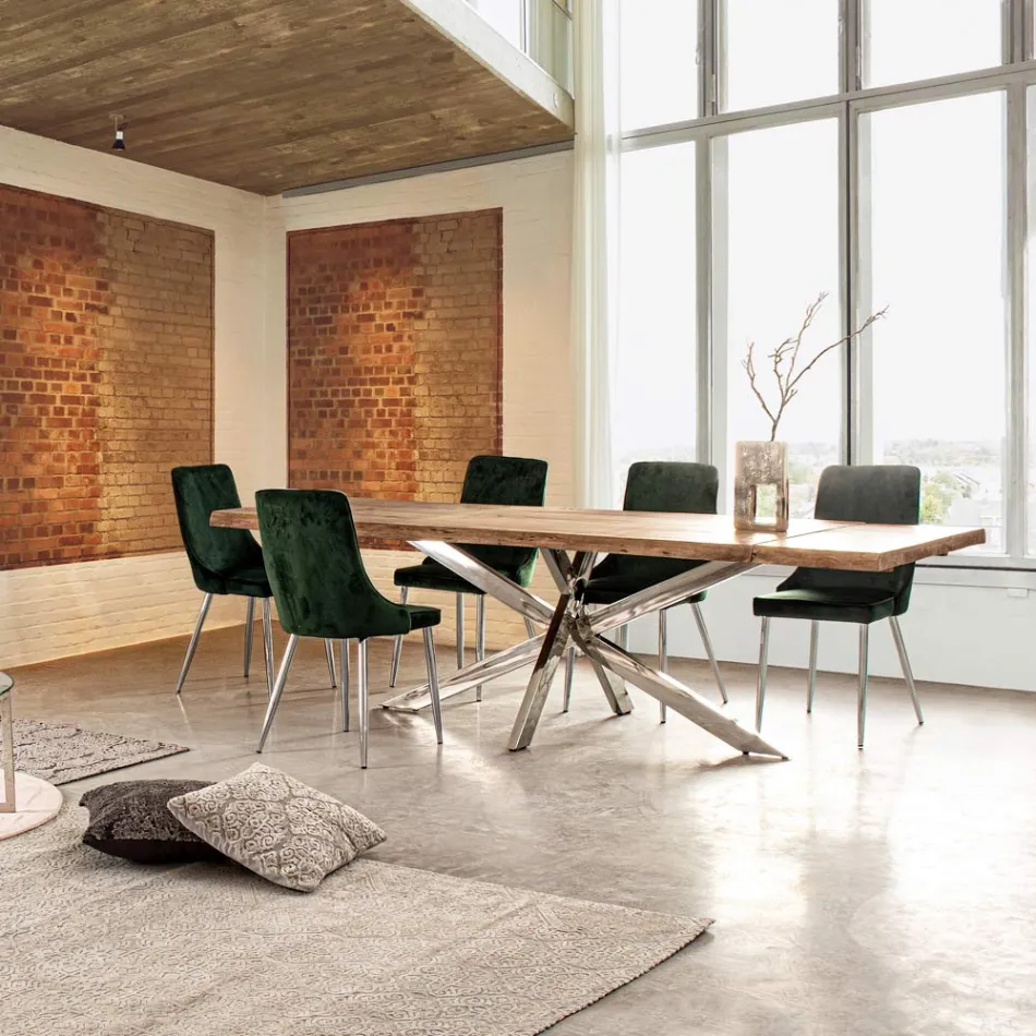 Rozkládací stůl na 2,6 m z ručně vyráběného dřeva Homemotion - Plutarco Viadurini