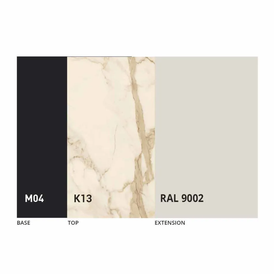 Rozkládací jídelní stůl na 2,8 m v keramických a kovových nohách - Paoluccio Viadurini