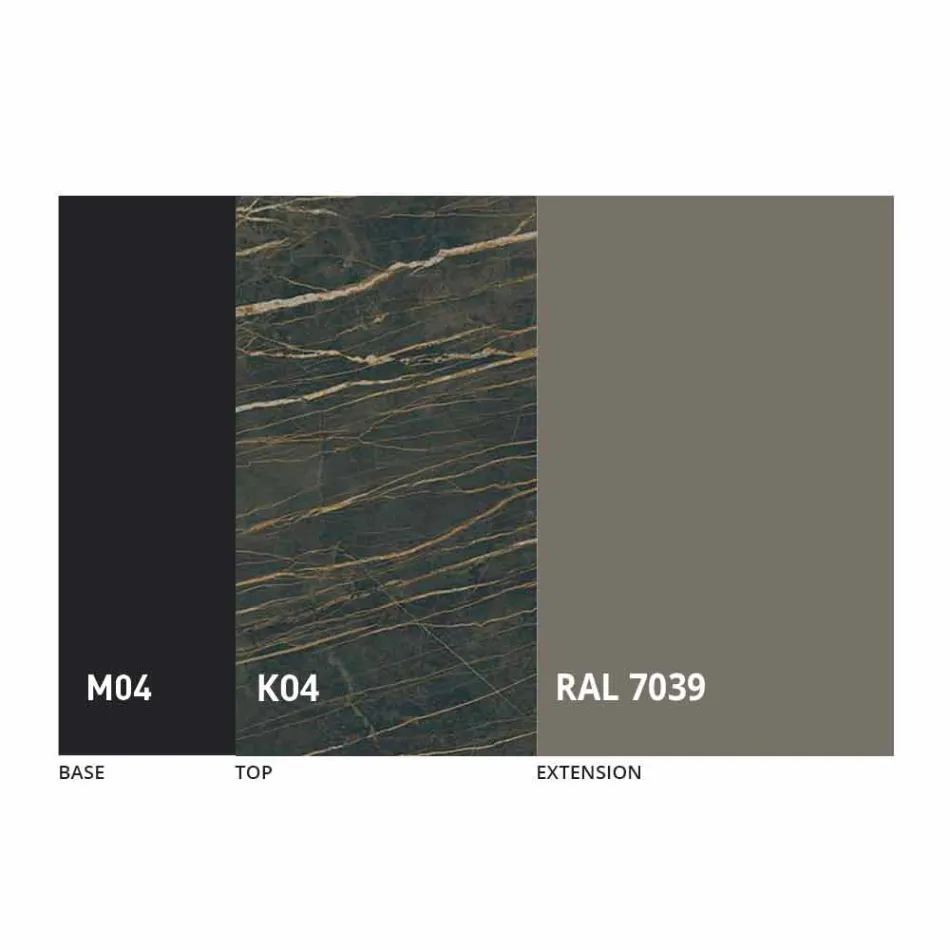 Rozkládací jídelní stůl na 2,8 m v keramických a kovových nohách - Paoluccio Viadurini