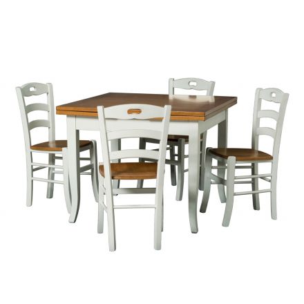 Rozkládací stůl na 200 cm se 4 dřevěnými židlemi Made in Italy - Ametyst Viadurini