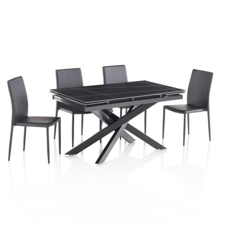 Rozkládací keramický stůl na 200 cm se 4 židlemi - Aisha Viadurini