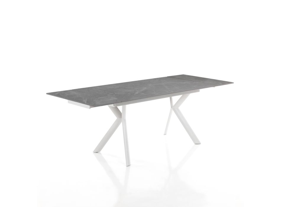 Rozkládací stůl na 200 cm z keramiky a oceli - Belone Viadurini
