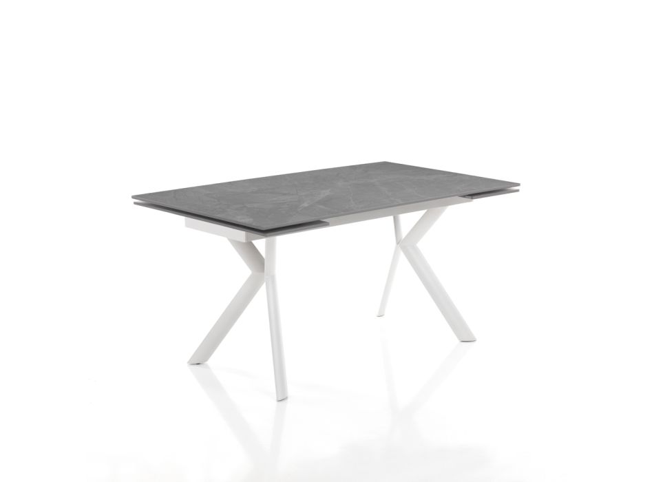 Rozkládací stůl na 200 cm z keramiky a oceli - Belone Viadurini