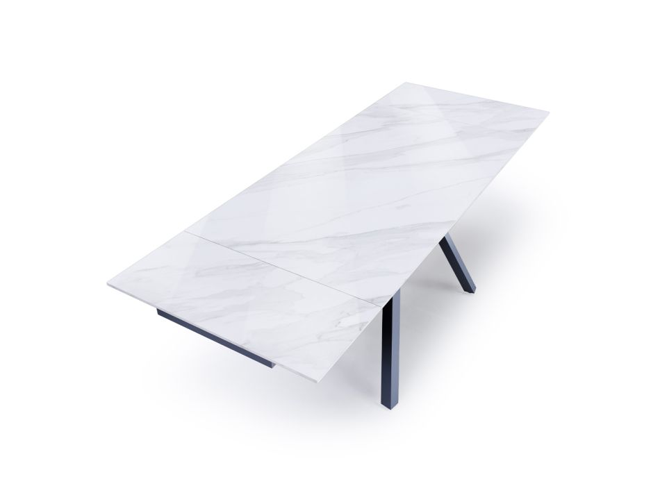 Rozkládací stůl na 210 cm z šedé oceli a keramiky - Canario Viadurini