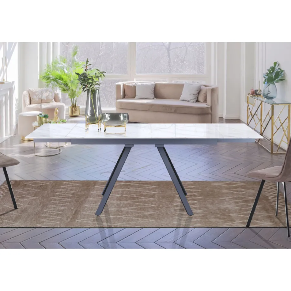 Rozkládací stůl na 210 cm z šedé oceli a keramiky - Canario Viadurini