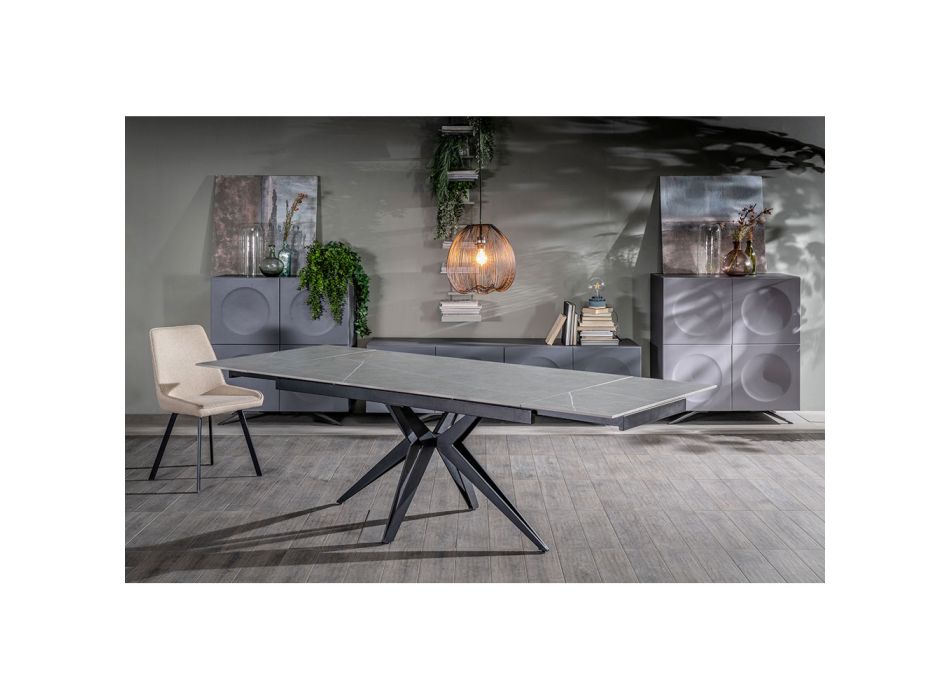 Rozkládací stůl na 240 cm v keramické a kovové podnoži - Kytice Viadurini