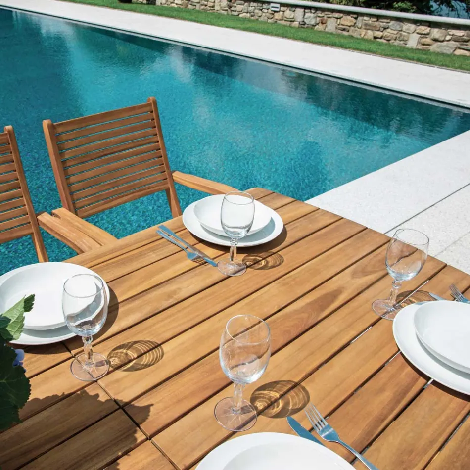 Rozkládací stůl na 240 cm pro zahradu vyrobený z akáciového dřeva - Sereno Viadurini