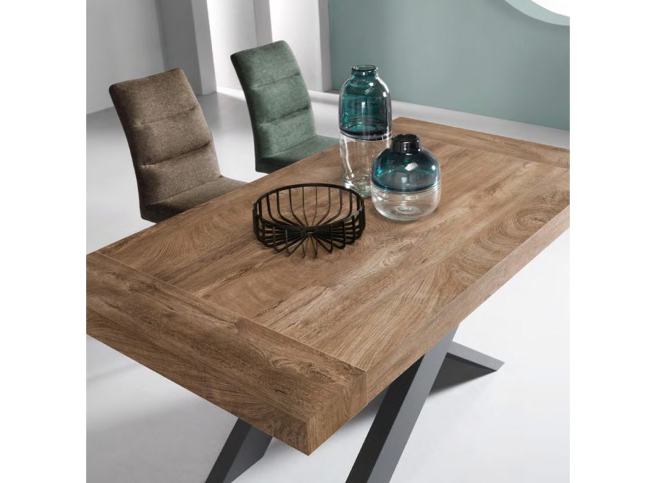Rozkládací stůl na 260 cm s deskou s efektem dřeva Made in Italy - Odelmo Viadurini